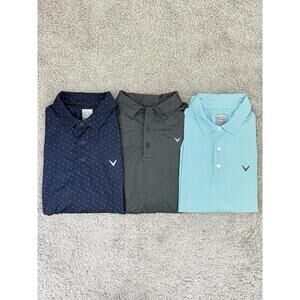 Callaway Set of (3) Opti-Dry Athleisure Performance Logo Polos Size L
